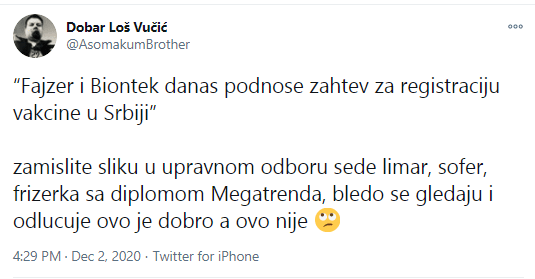 Цвркут дана – tweet of the day: Dobar Loš Vučić @AsomakumBrother