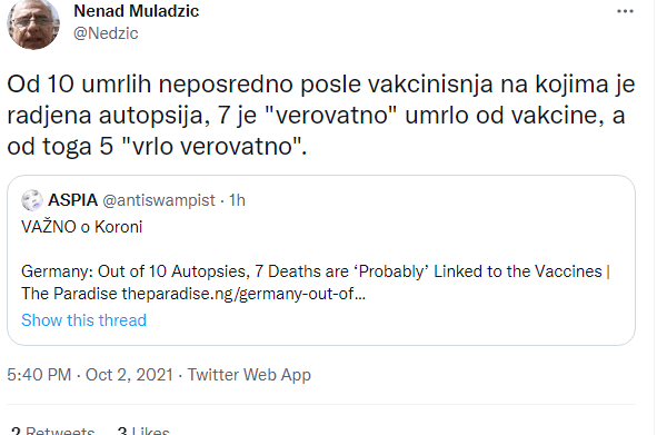 Цвркут дана – tweet of the day: Nenad Muladzic @Nedzic