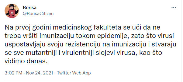 Цвркут дана – tweet of the day: Boriša @BorisaCitizen