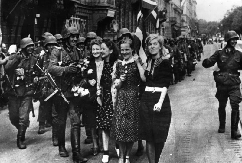 Lettland, Riga; Begrüßung der deutschen Soldaten