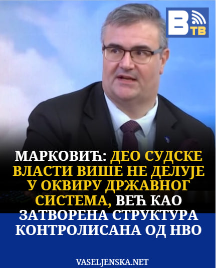 Марковић: Део судске власти више не делује у оквиру државног система, већ као затворена структура контролисана од НВО