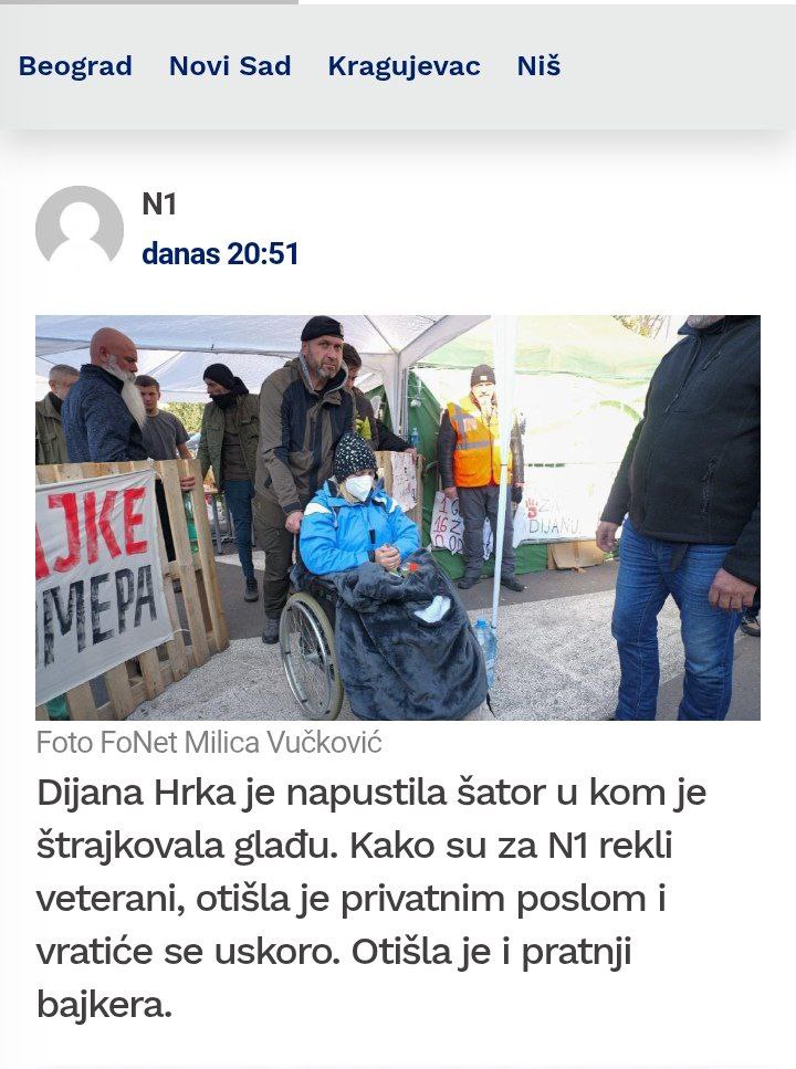 Шта ради Н1? Прво писали да је Дијана Хрка „отишла приватним послом“, па потом признали болницу, зашто се играју с истином и трагедијом?