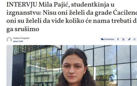 Мила Пајић из иностранства: Још једном о томе како је Србија крива што је она отишла