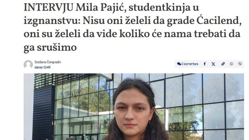 Мила Пајић из иностранства: Још једном о томе како је Србија крива што је она отишла