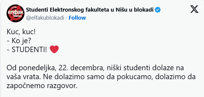 Ко стоји иза овога? Блокадери без икаквог легитимитета планирају акцију „од врата до врата“ у Нишу