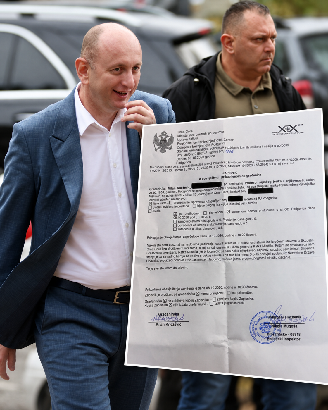 Milan Knežević with official police record